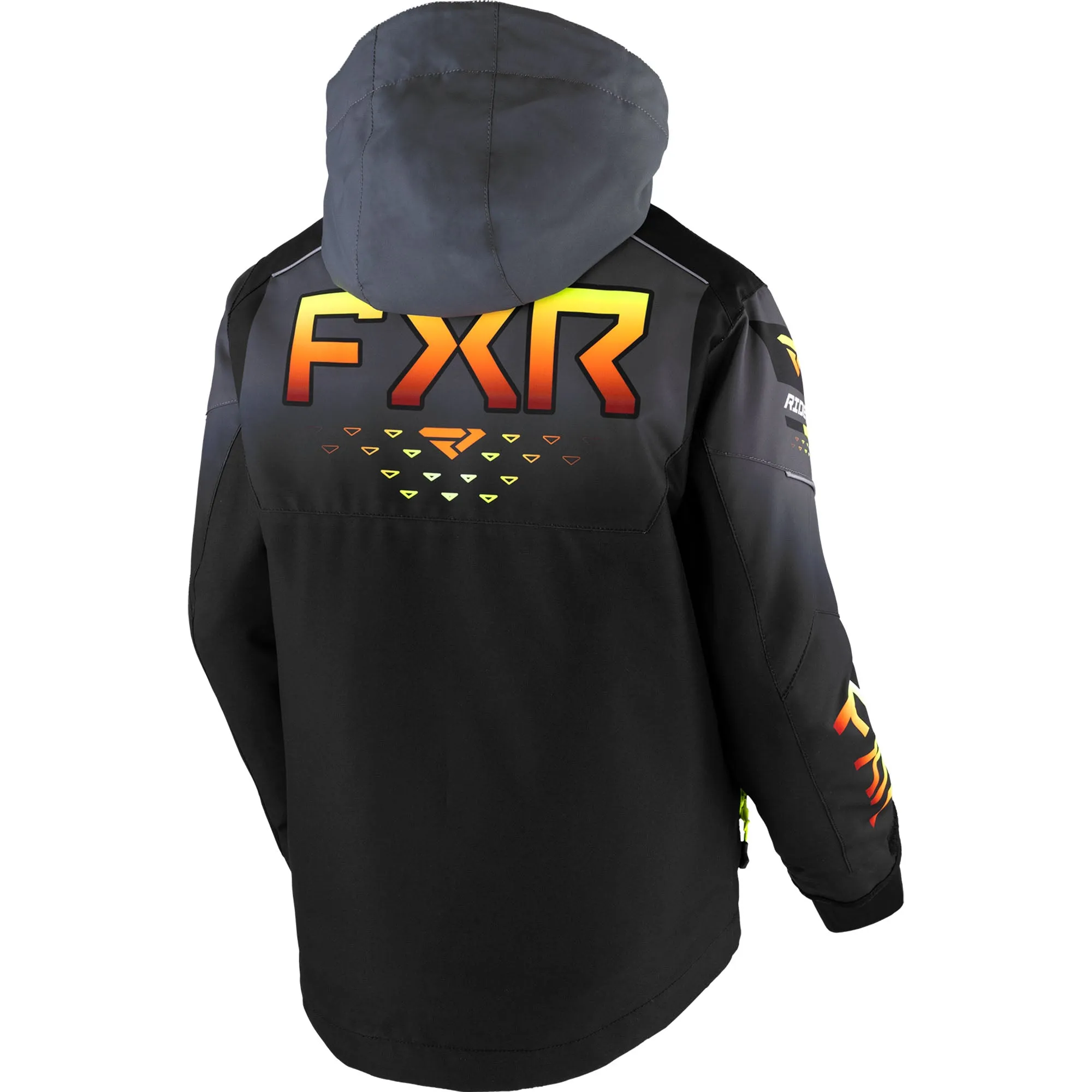 FXR Youth Helium Snowmobile Jacket Black/Charcoal/Inferno Grey