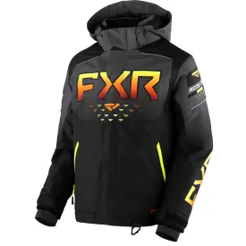 FXR Youth Helium Snowmobile Jacket Black/Charcoal/Inferno Grey