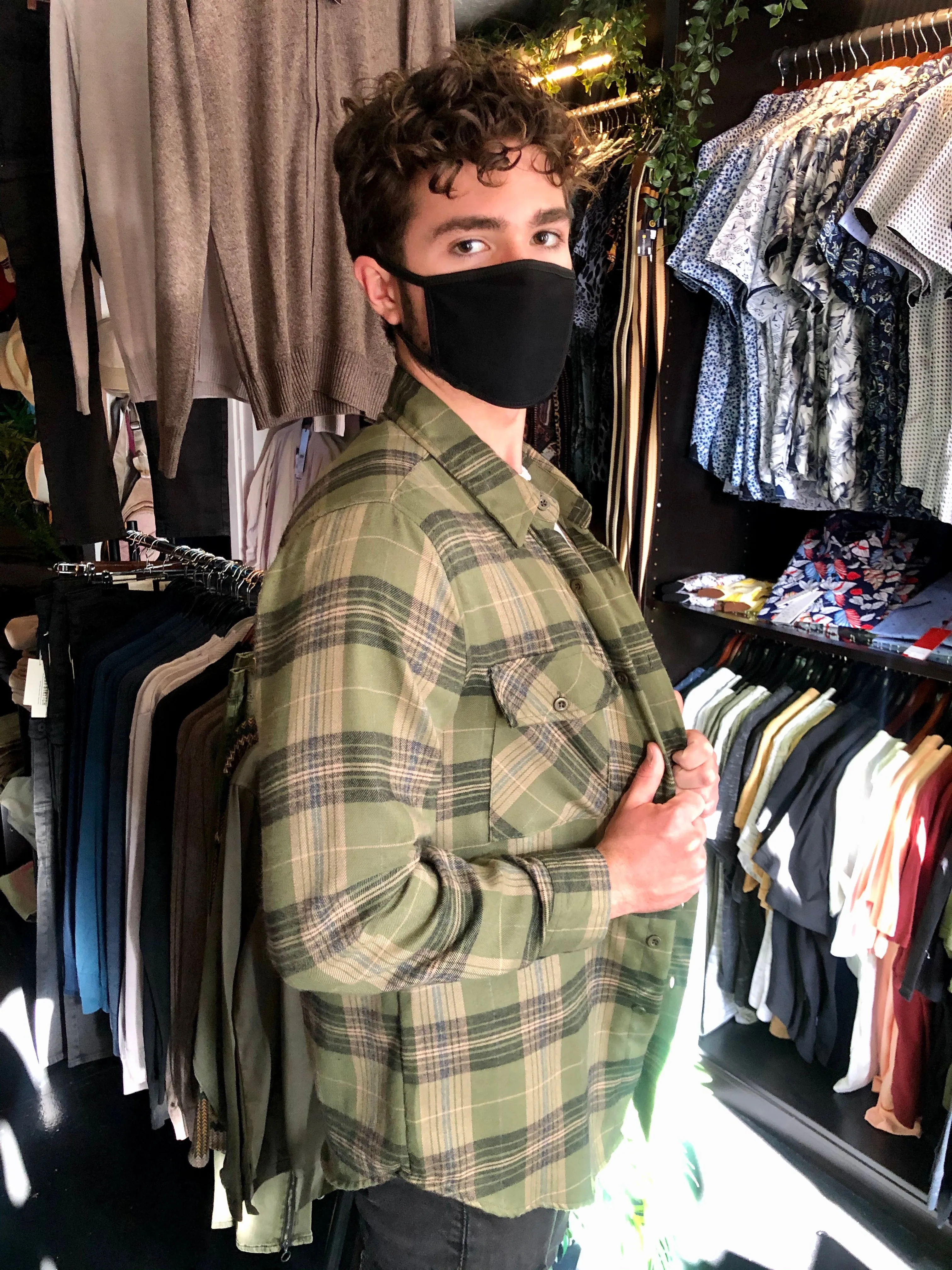 Olive Sand Relaxed Fit Flannel Long Sleeve